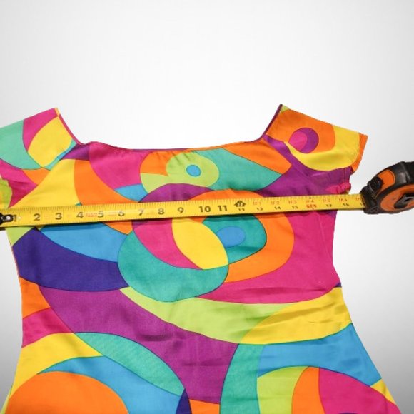 Genny Multicolor Stretch Off The Shoulder Stunning Top / Blouse Size: 38 - Picture 13 of 14